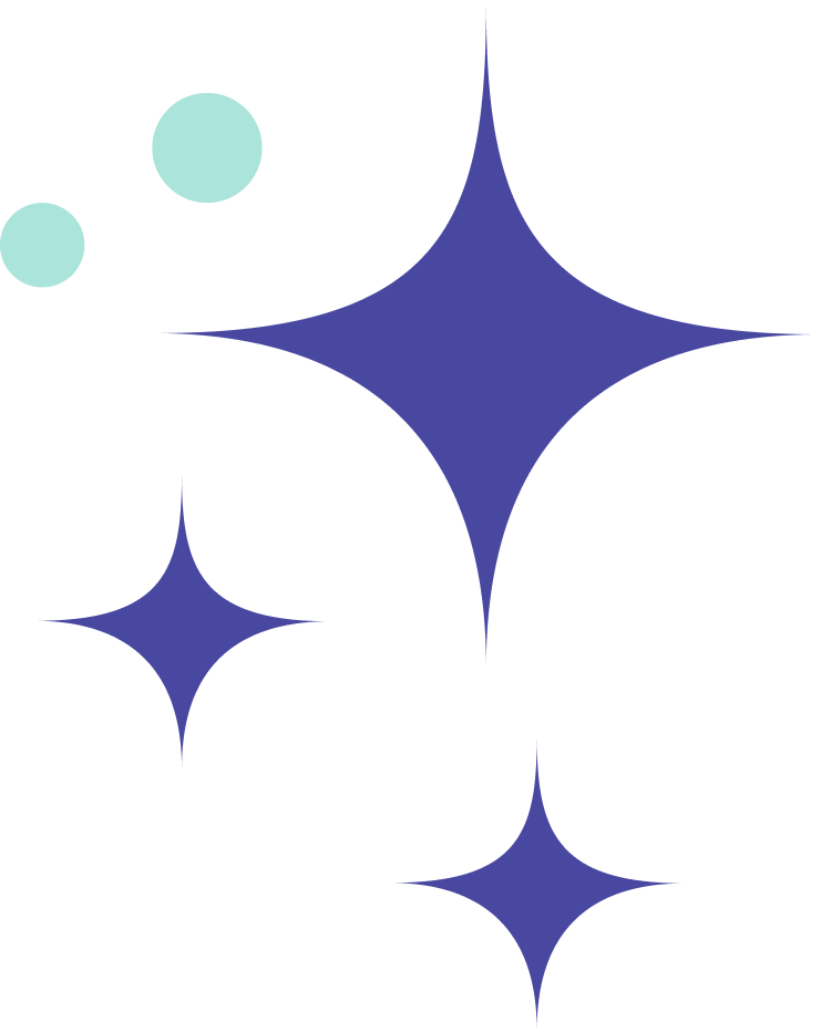 multiples étoiles scintillantes violette ronds turquoise